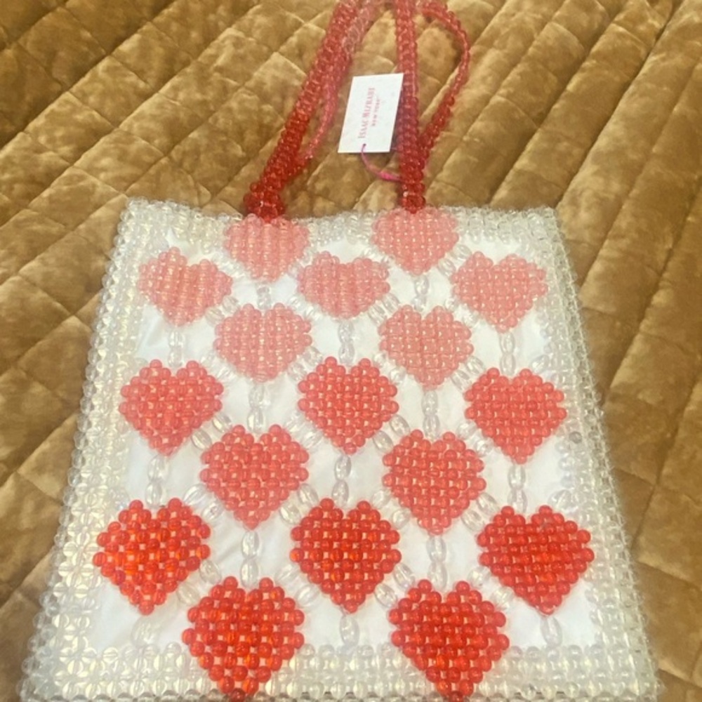 ISAAC MIZRAHI beaded tote! GORGEOUS and FUN! Fully lined w/pockets! Ombré ❤️🤍💗